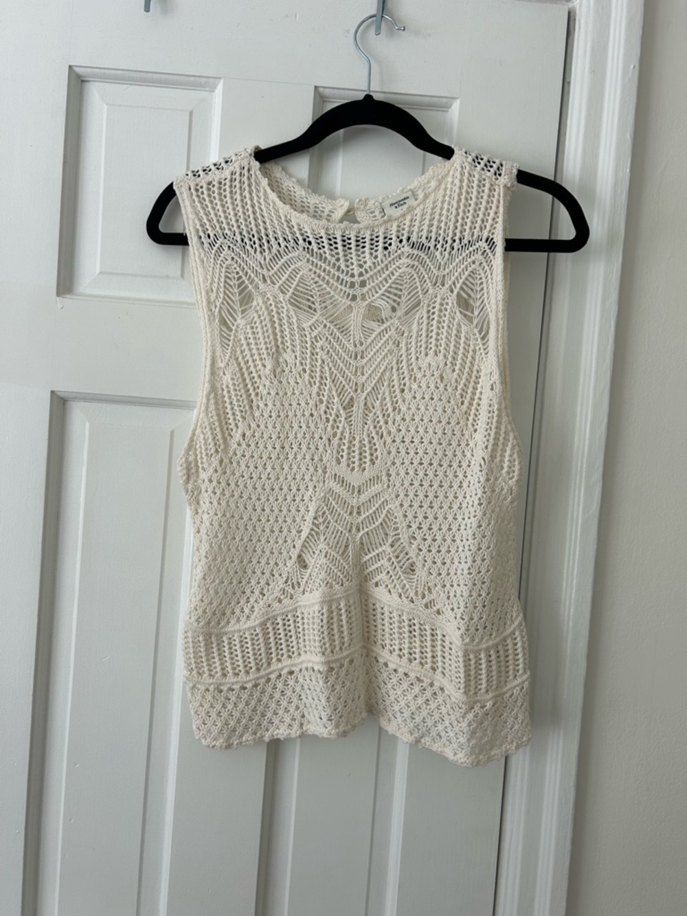 Abercrombie & Fitch Open-Knit Sleeveless Tank - Cream